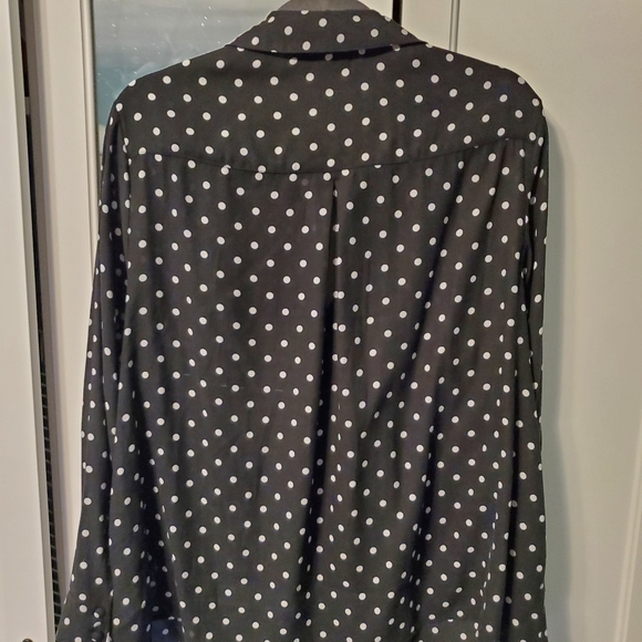 Black long sleeve blouse with white polka dots - Picture 2 of 3